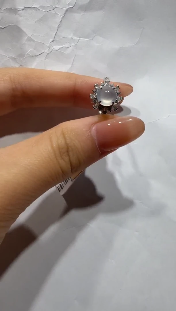 银S925镶嵌戒指翡翠缅甸A货翡翠戒指