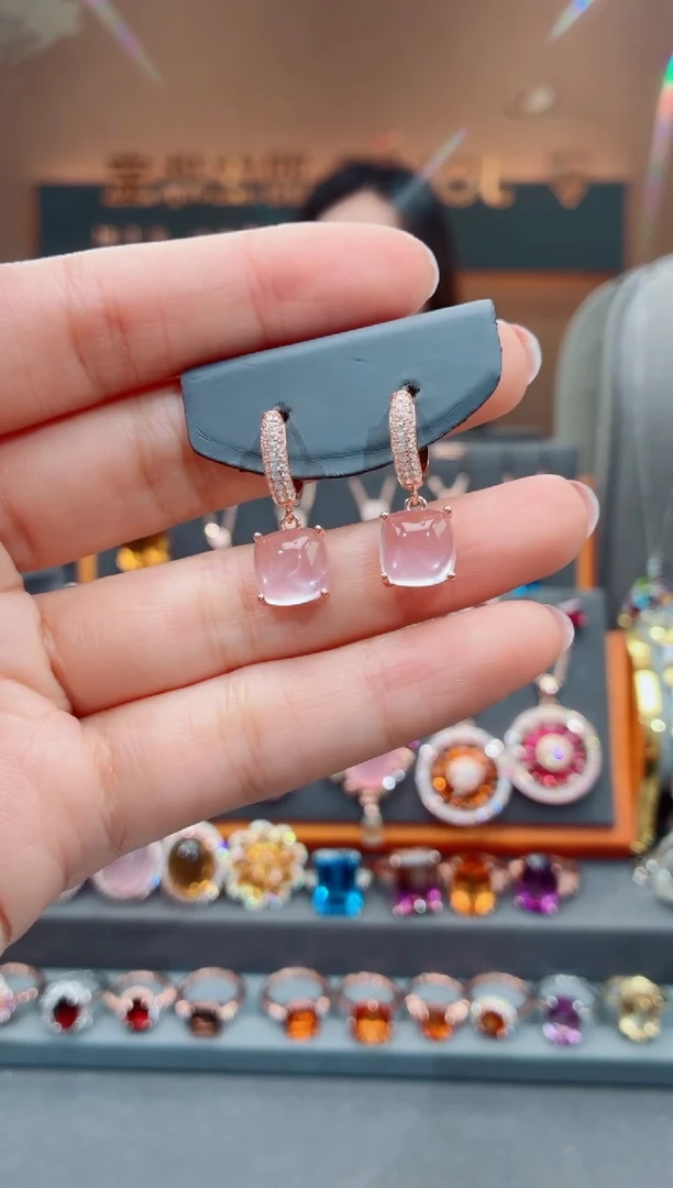 银S925镶嵌耳饰水晶水晶耳饰