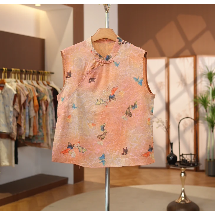 【朝花蝶】新中式百搭气质休闲女款舒适透气朝花蝶衬衫