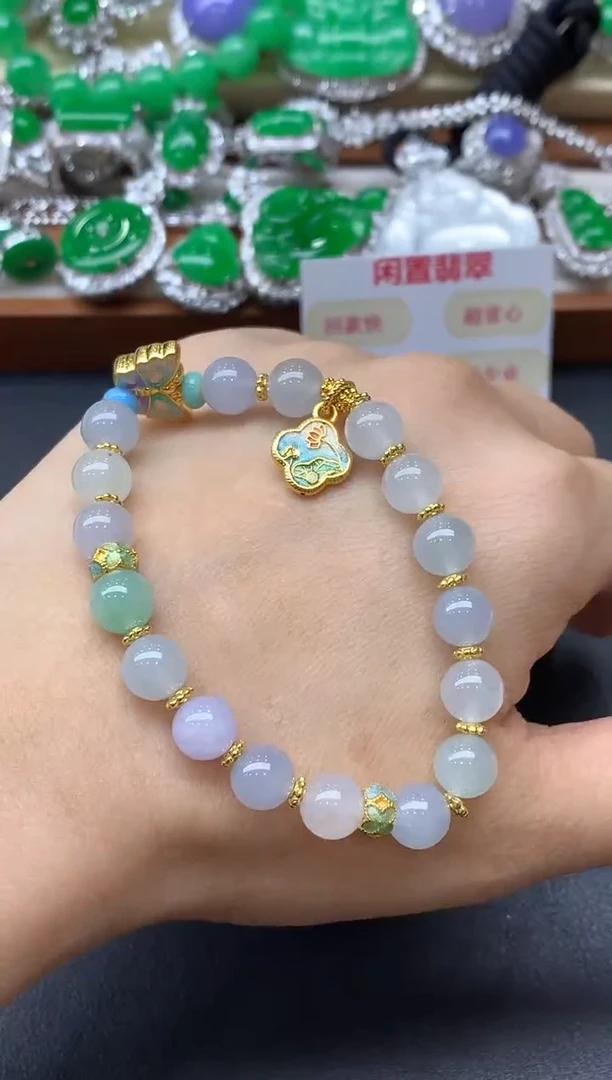 足金镶嵌手链翡翠208-中国好珍宝