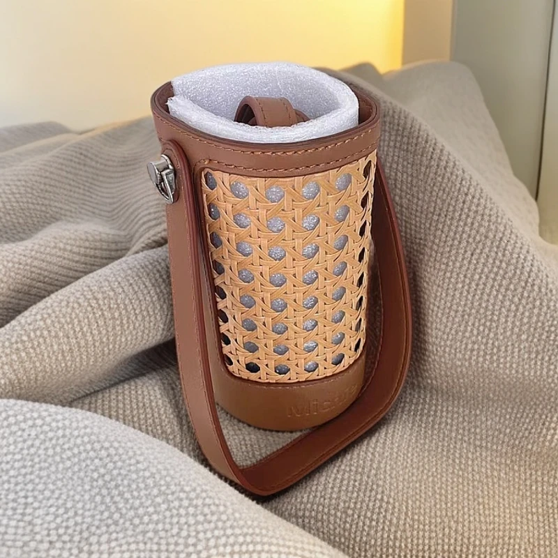 保温杯套竹编手工透气复古编织镂空家用便携日式