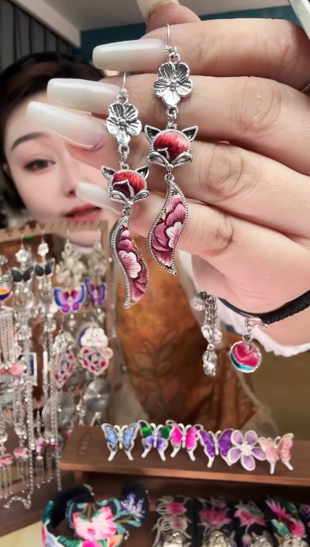 刺绣纯手工民族风刺绣耳环