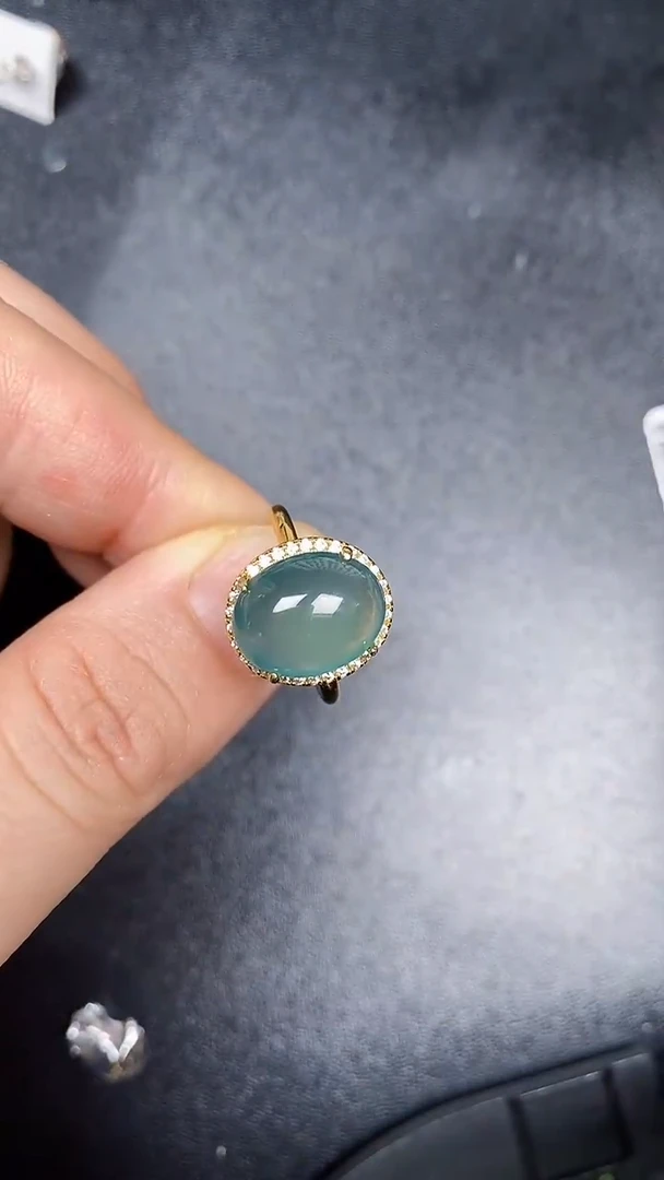 银S925镶嵌戒指翡翠3990