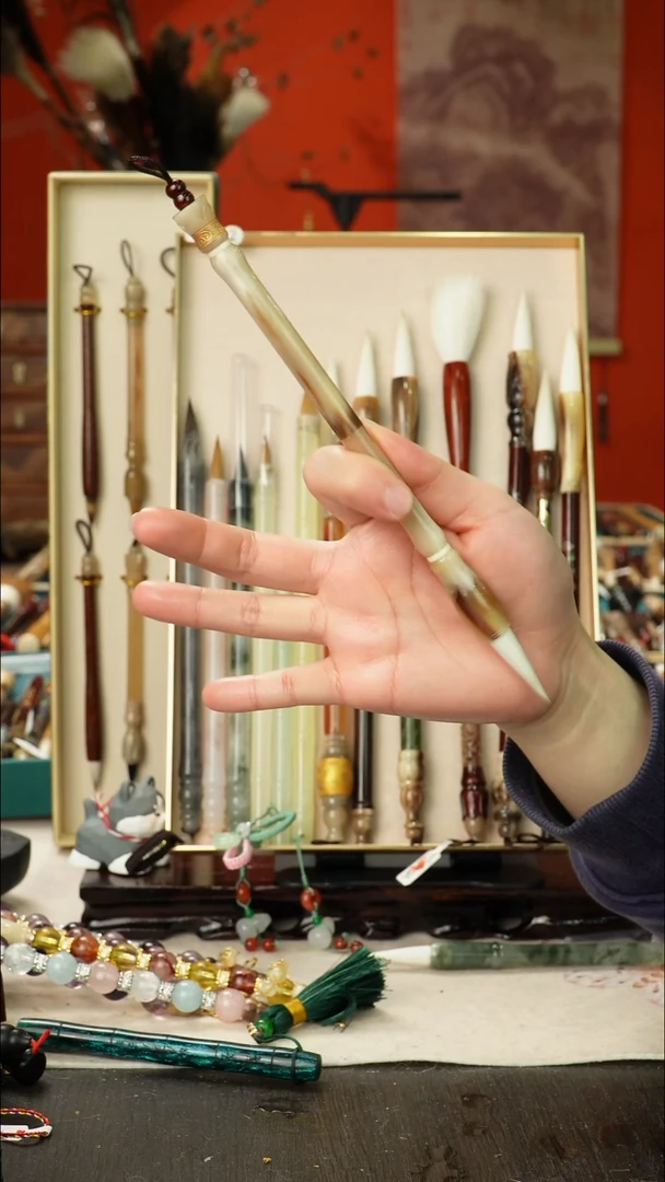 2号孤品高货毛笔链接 清水试笔 蘸墨不退