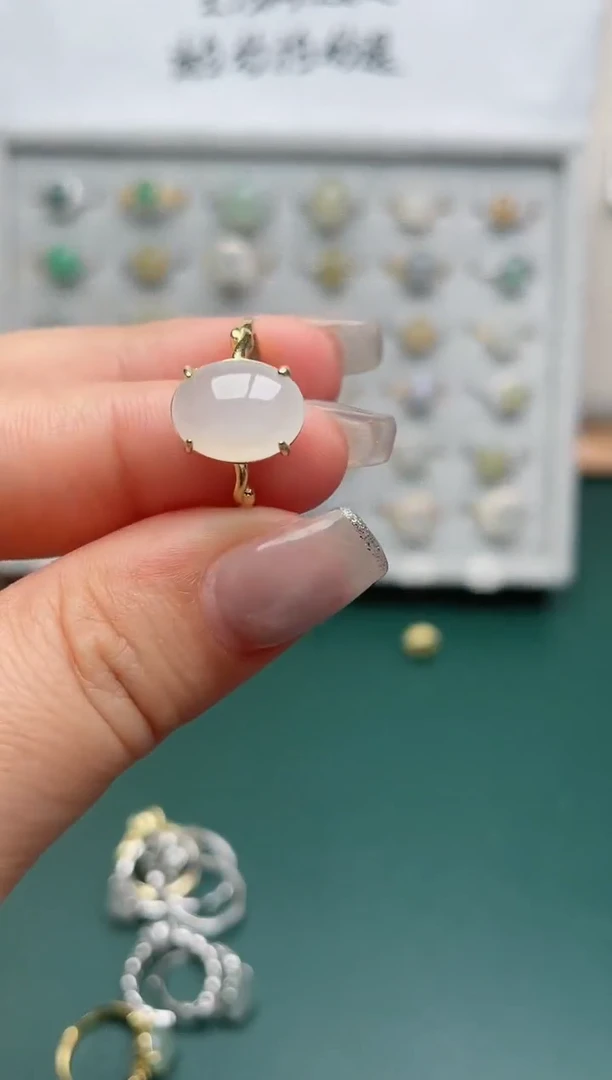 翡翠戒指银S925镶嵌.