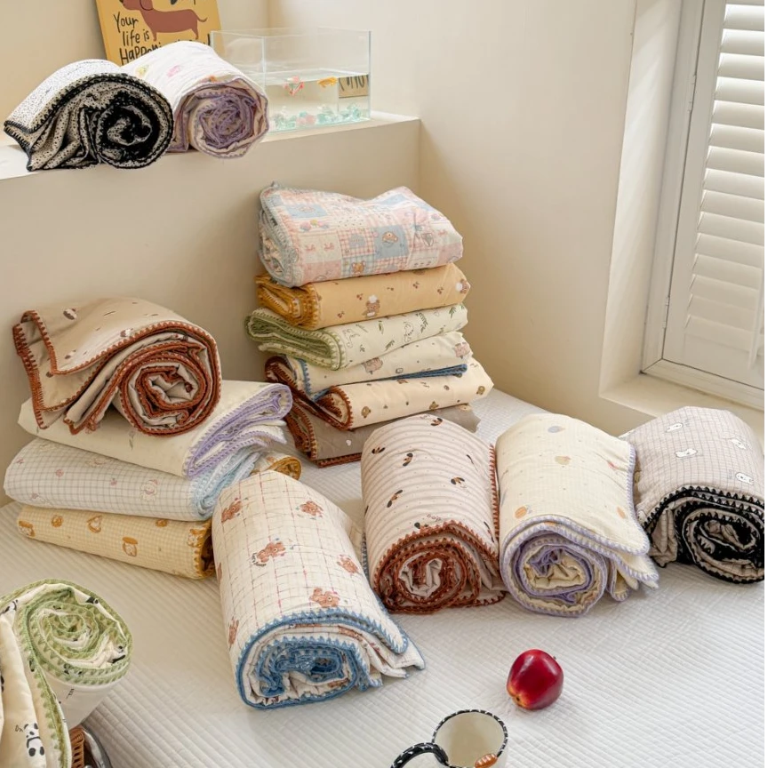 小玲子 儿童A类100%全棉双层纱夏被空调被 可爱卡通风