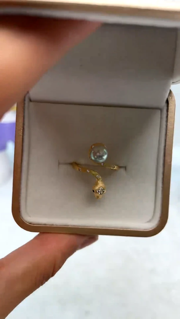 银S925镶嵌戒指海水珍珠.