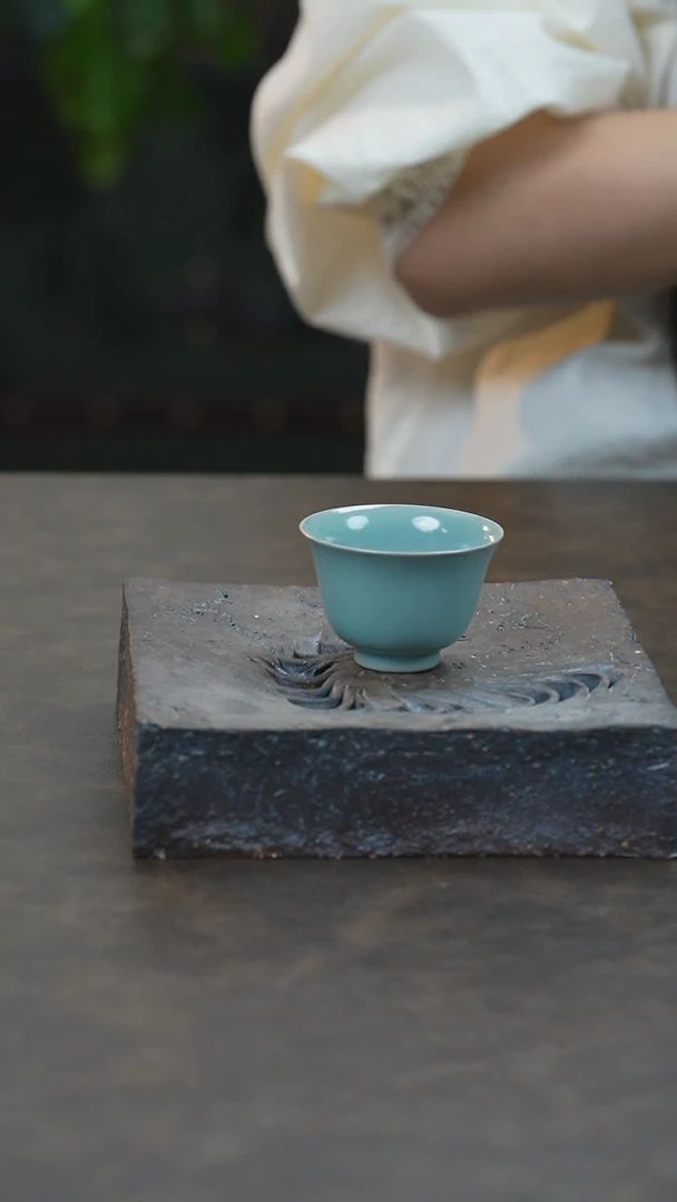 汝瓷铃铛杯（超薄）（拾汝）（天青）