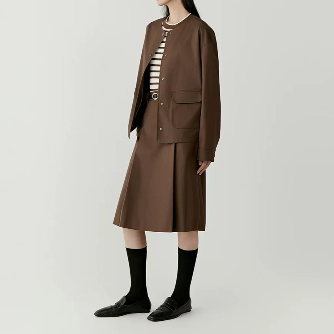 （下架福利）H050小禾系女装2025春季新款高密全棉斜纹夹克外套