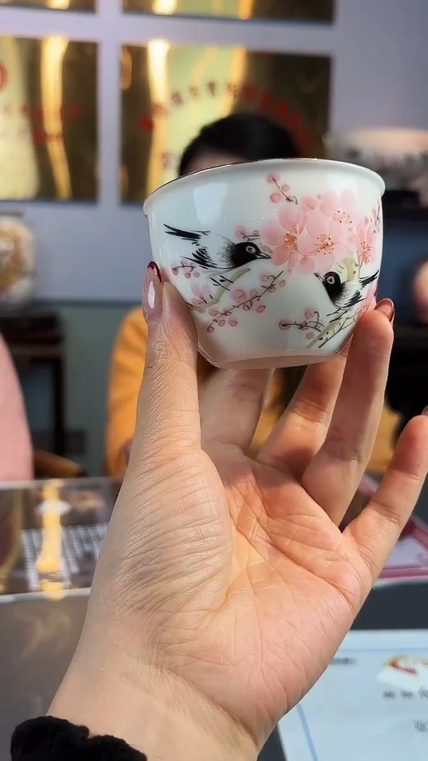 摆件瓷瓷博会—水点桃花胡晶13