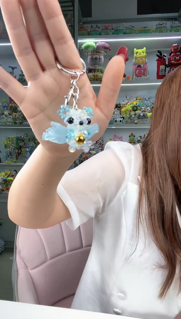 玻璃1062卡6华子球珠天使熊材料包1套蓝色