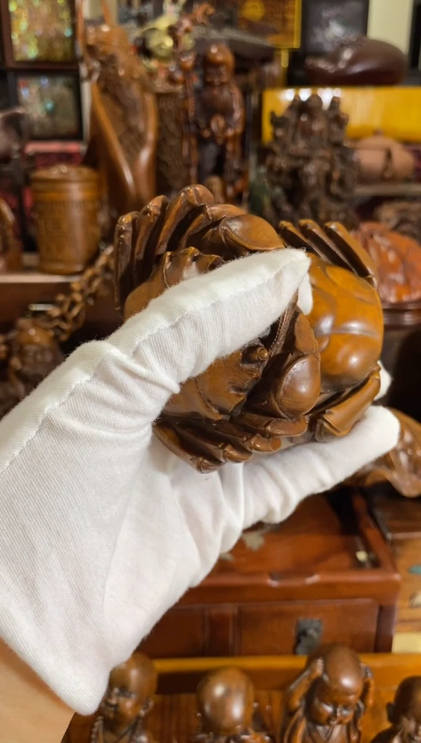 木小叶黄杨小件八方来财一对