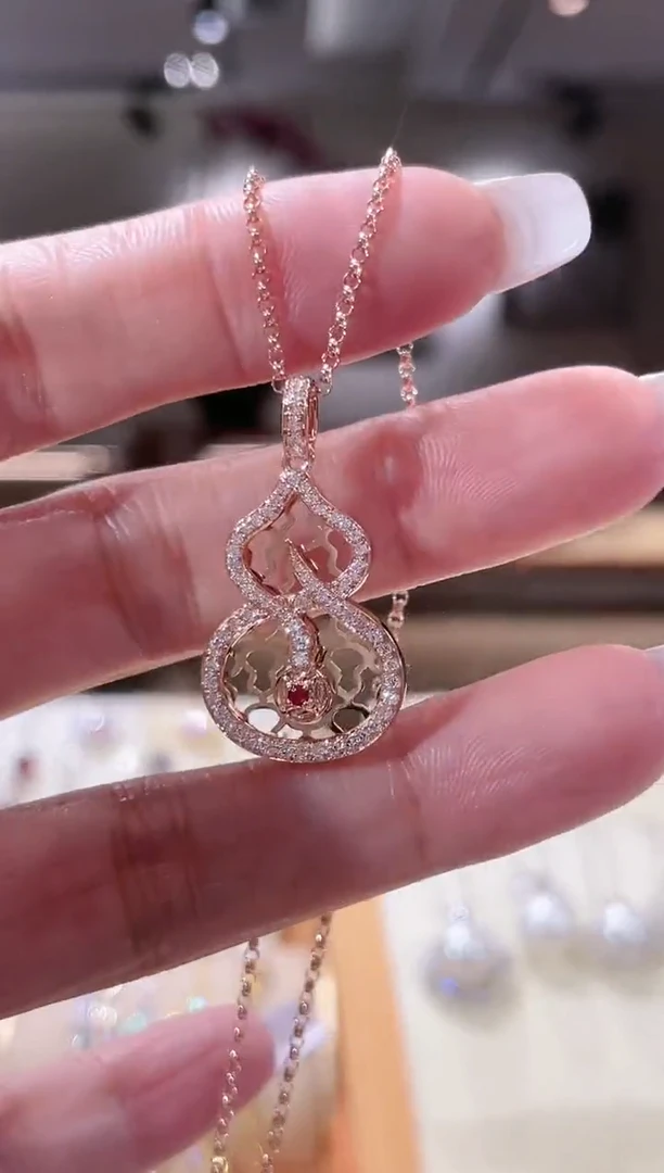 【闪购商品】钻石颈饰18K金镶嵌项链·