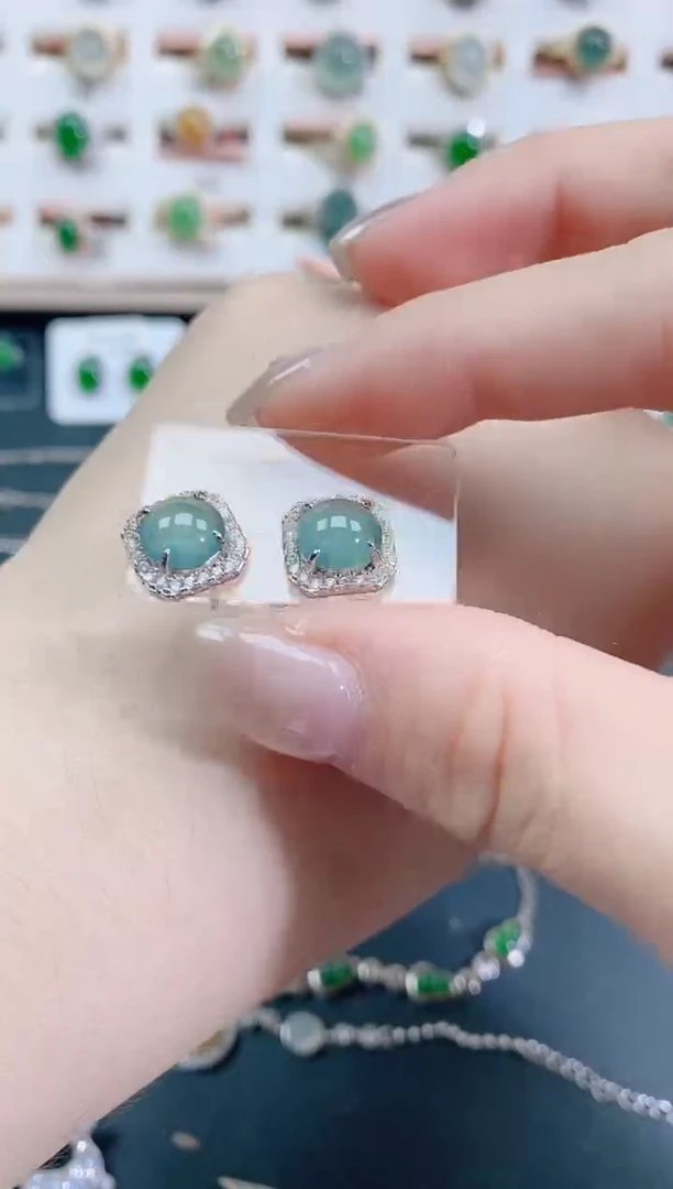 银S925镶嵌戒指翡翠天然翡翠