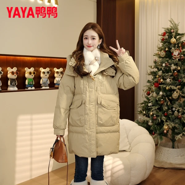 YAYA/鸭鸭2024羽绒服冬季气质百搭显瘦连帽保暖加厚YE3B635635L