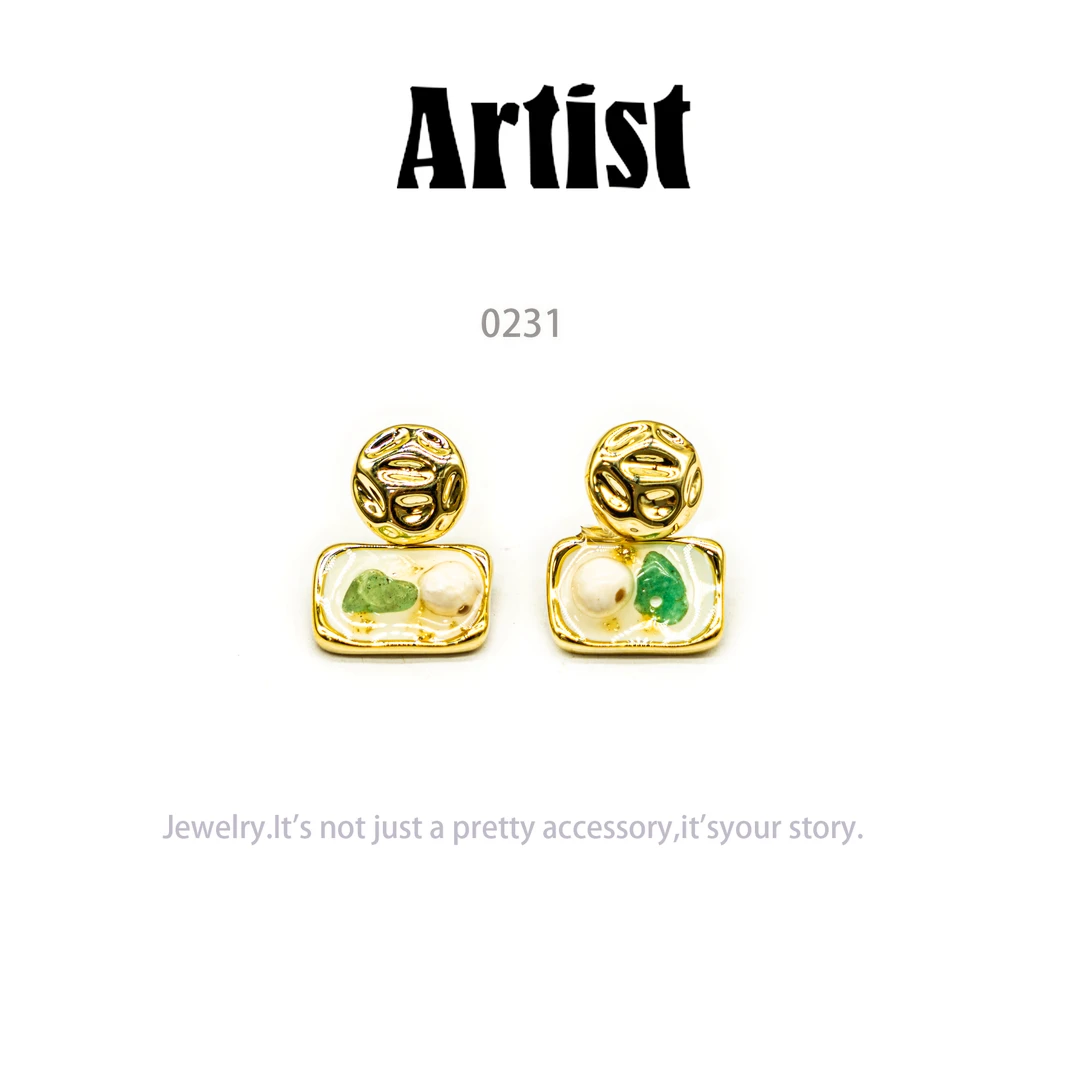 铜合金耳饰 AR时尚气质耳环新款小众设计高级感耳钉耳饰～0231