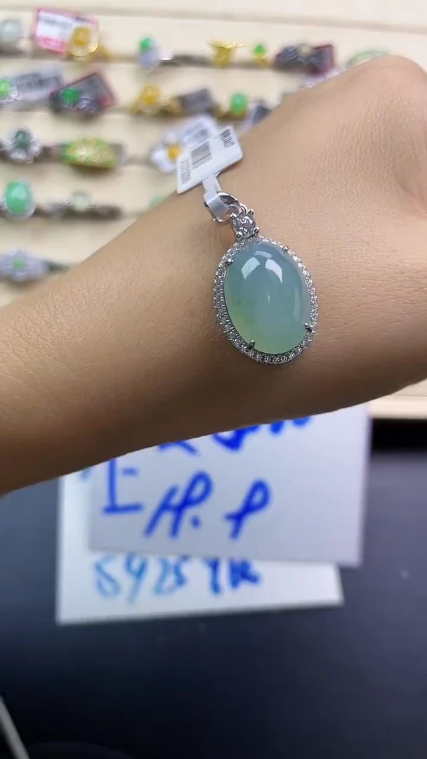 银S925镶嵌戒指翡翠翡翠 蛋面 银S925镶嵌