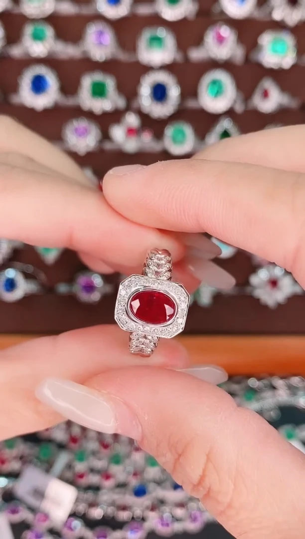 【闪购商品】红宝石18K金戒指18K金镶嵌1.34克拉