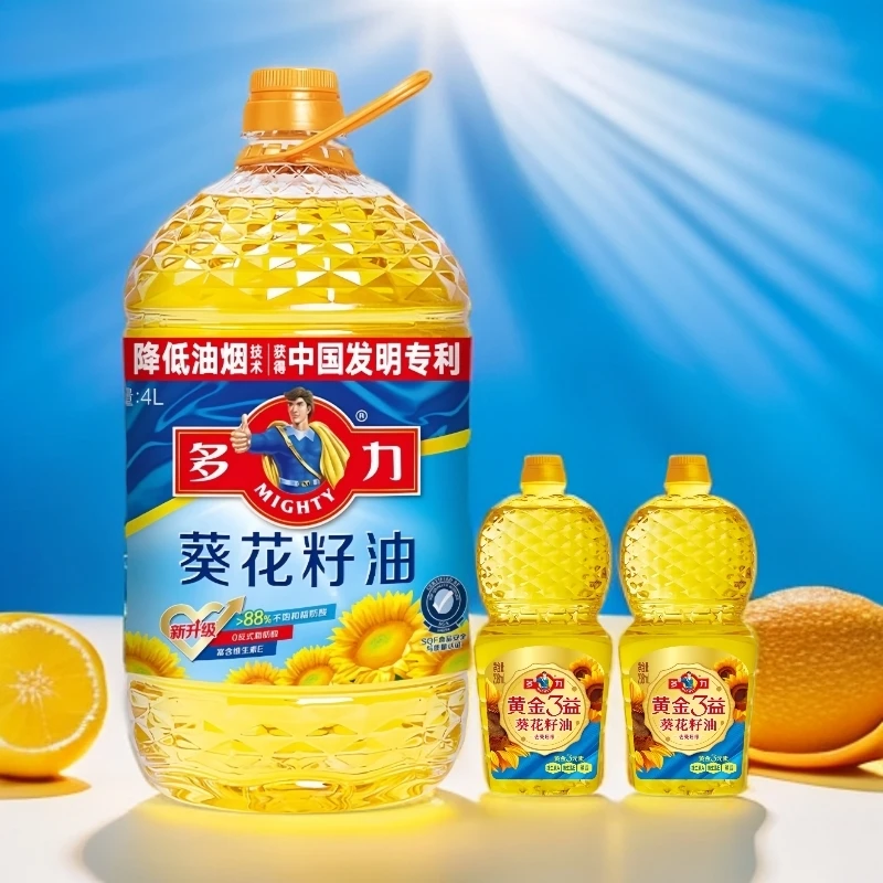 【拍一发三】多力葵花籽油4L+送238ml*2瓶压榨一级营养健康食用油