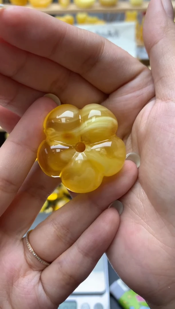琥珀未镶嵌珠宝奇石012琥珀蜜蜡微瑕花粉包裹