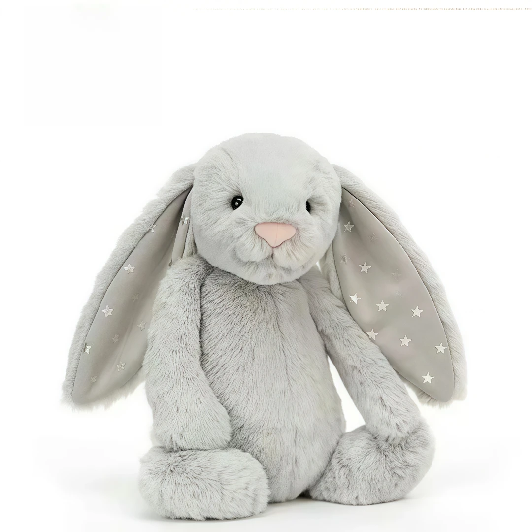 网红JC同款平替限定娃娃毛绒玩具银色星星兔小兔子乖乖公仔玩偶