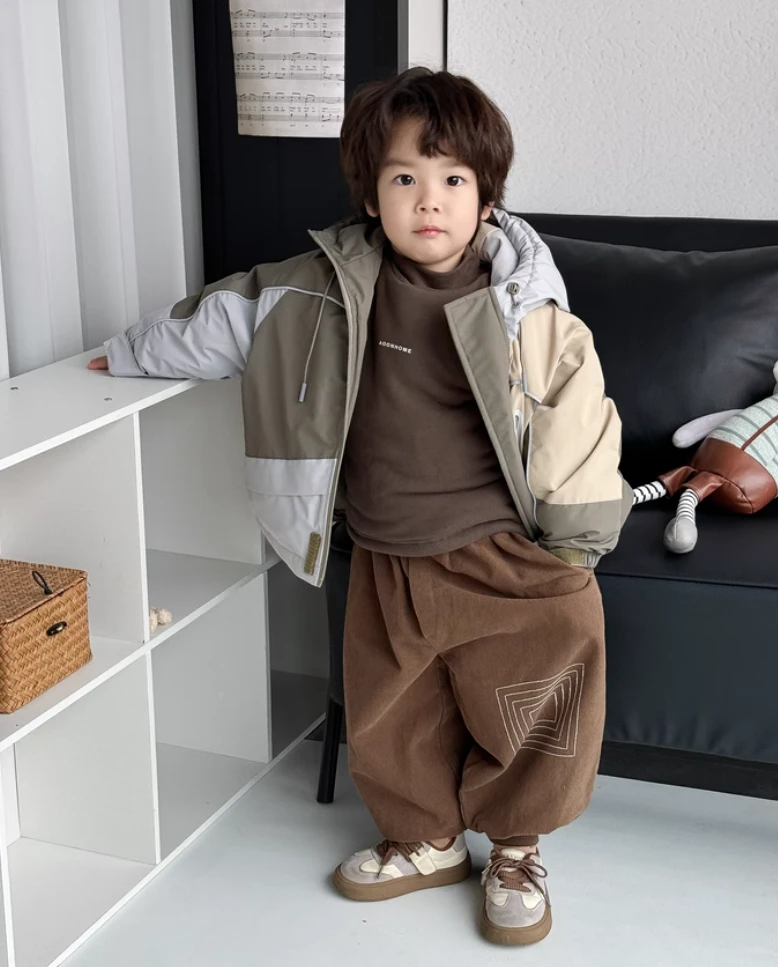 《星然》韩版儿童冲锋衣男童女童24DW651冬季夹棉连帽棉服外套