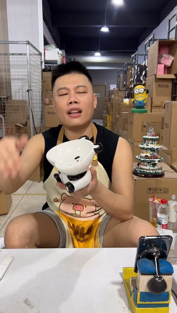 瓷片陶瓷a款爱心熊猫狗粮碗