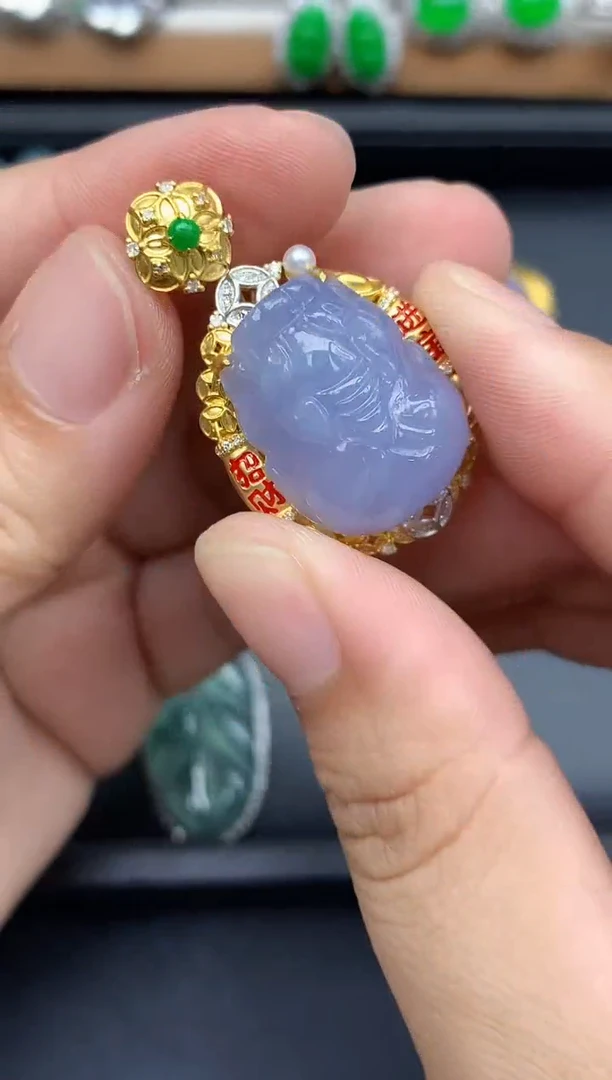 颈饰18K金镶嵌翡翠593-中国好珍宝