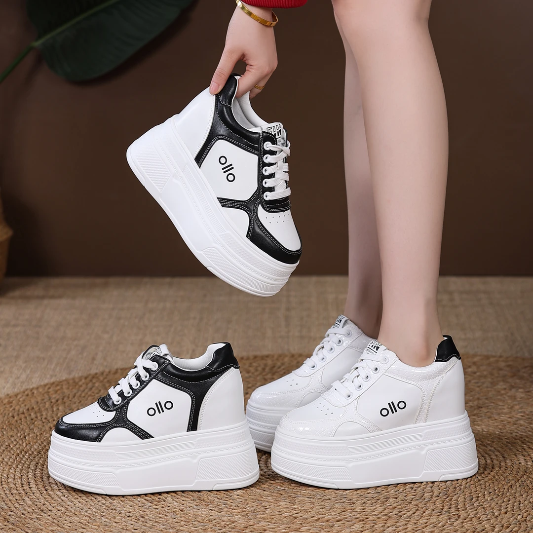 【跟高11厘米】厚底内增高小白鞋女鞋2025秋冬季新款时尚圆头休闲鞋