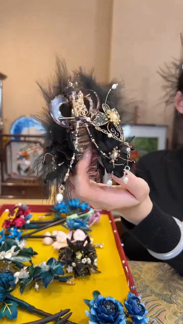 刺绣非遗绒花（发饰）