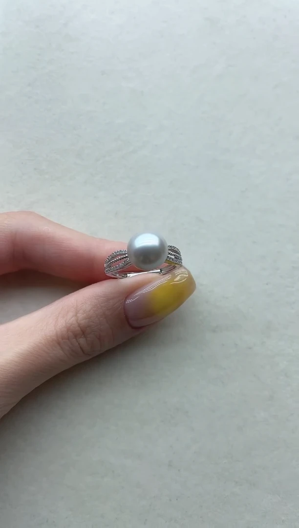 银S925镶嵌海水珍珠戒指20