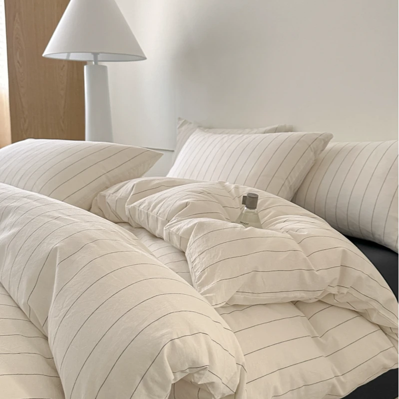 条纹款 春秋夏A类100%全棉水洗色织条纹混搭四件套小清新亲肤透气