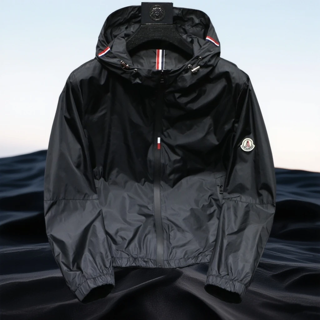 巴赛娜缇秋冬季新款男装欧洲站潮牌纯色欧货防风修身连帽大码外套