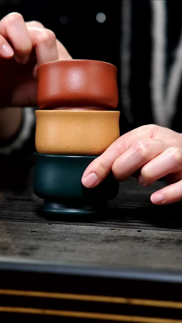 【闪购商品】紫砂茶壶01-三色大韵杯80cc