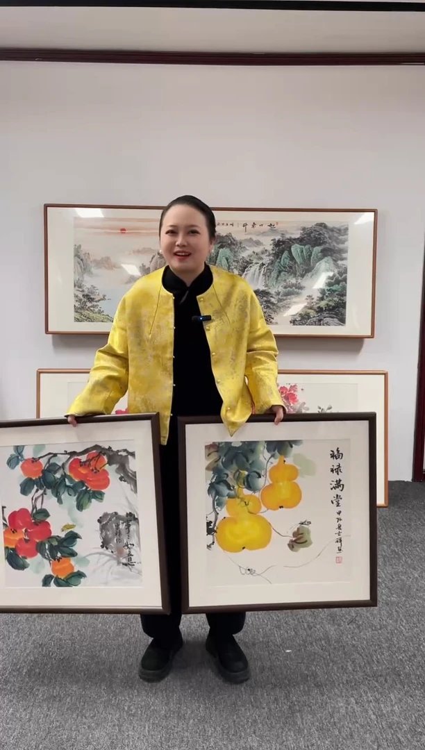 【闪购商品】国画葫芦＋柿子60*60孙吉祥手绘作品