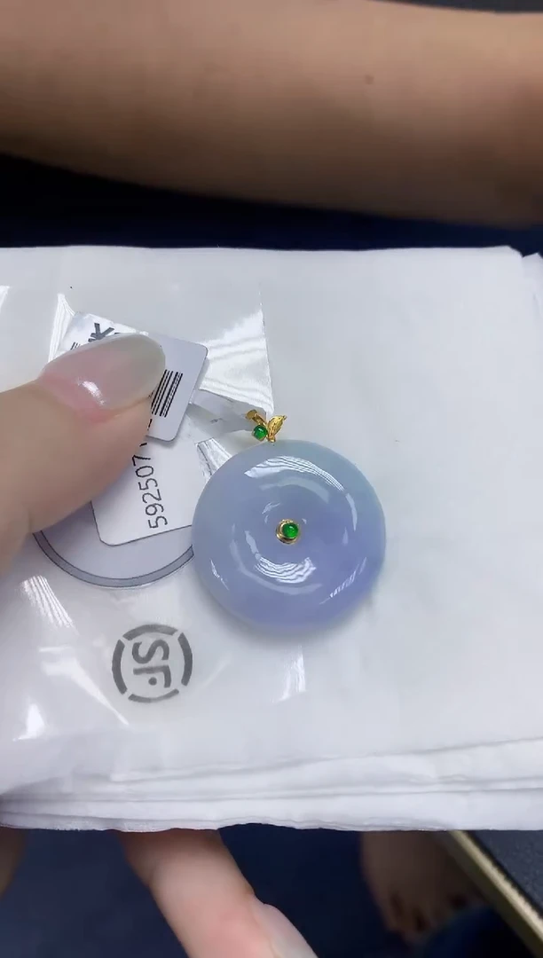 翡翠18K金镶嵌颈饰天然缅甸翡翠A货百元以上9元证书费自理