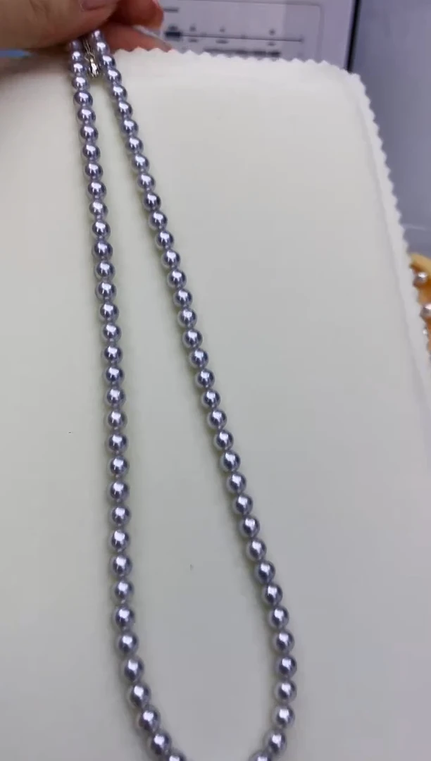 未镶嵌DA海水珍珠灰珠串链5-5.5MM GD070