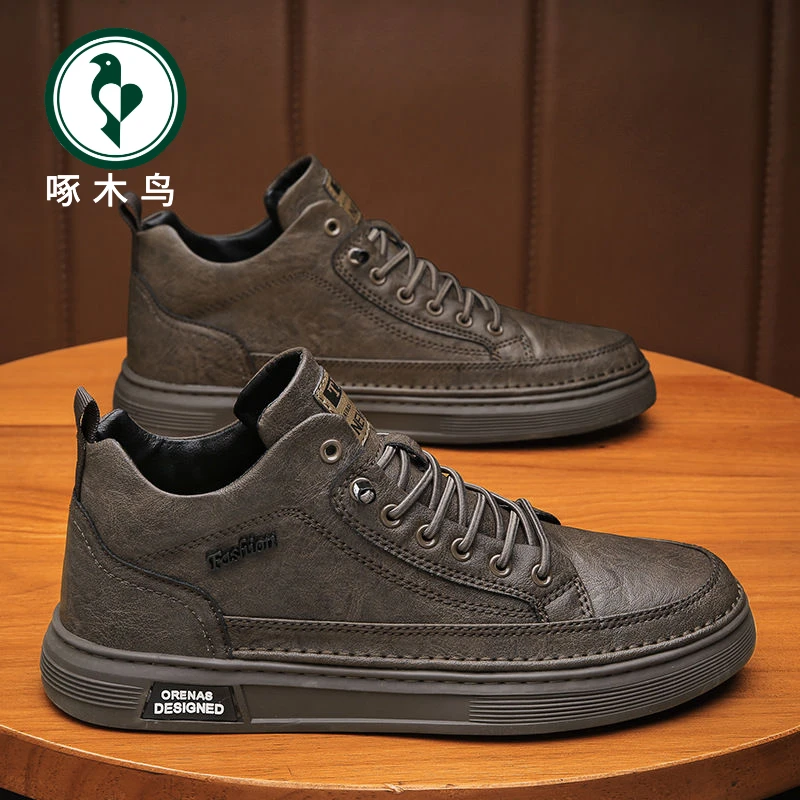 【啄木鸟】马丁靴男鞋春秋季高帮复古英伦休闲高级感一脚蹬工装潮鞋