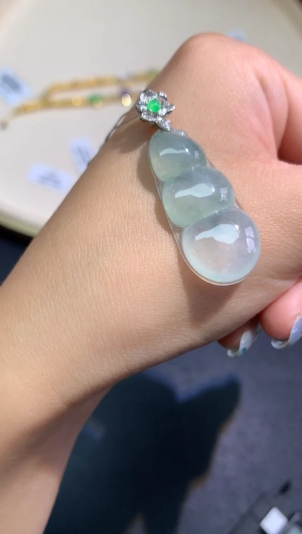 吊坠(不含链)18K金镶嵌翡翠吊坠A282|3980