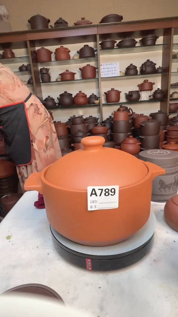 宜兴紫砂4升锅朱泥A789