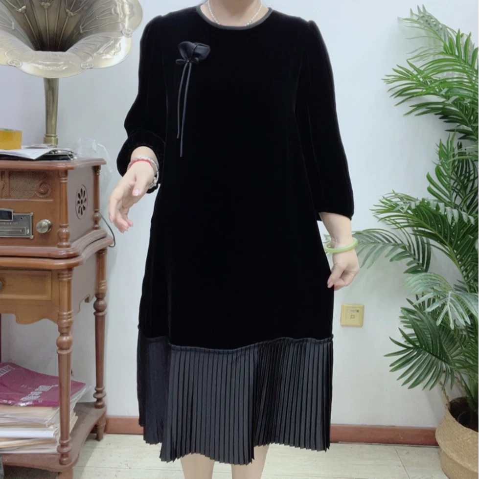 高端桑蚕丝植绒连衣裙7AD2410