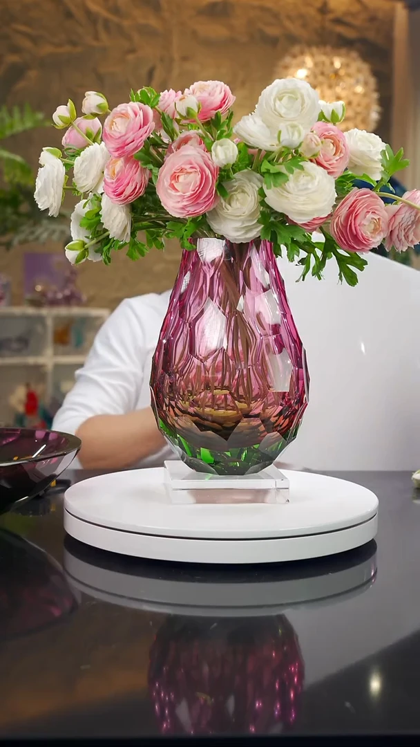 摆件你**弃福利金红绿凹切面花瓶