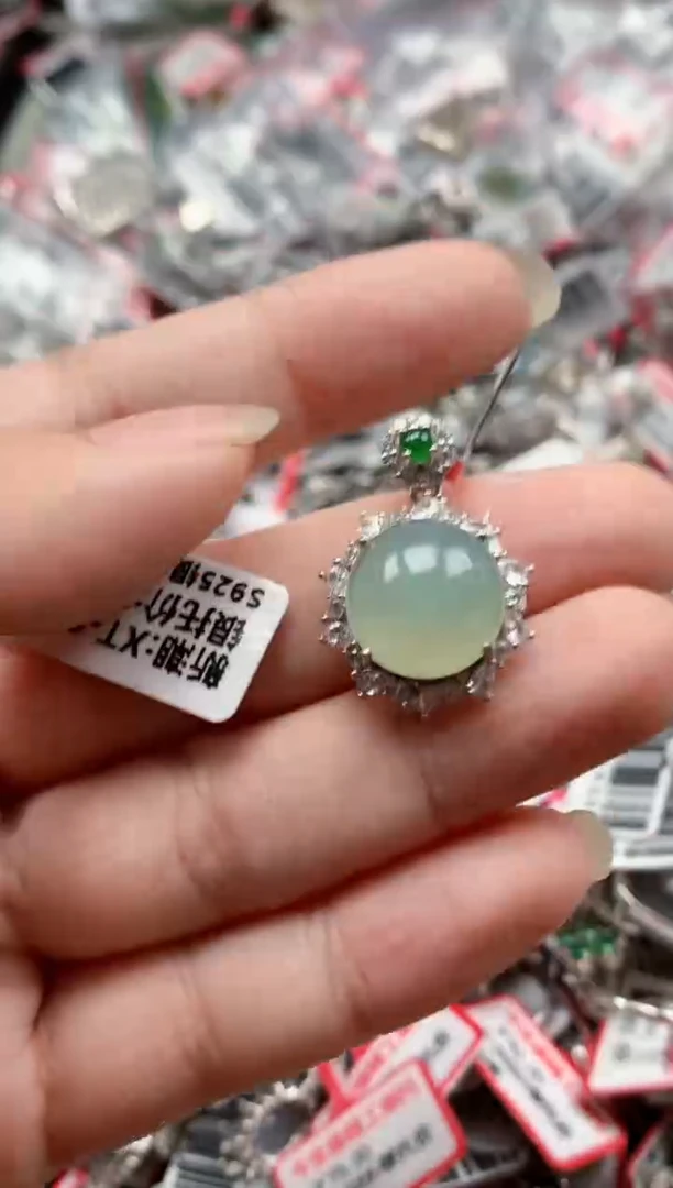 银S925镶嵌戒指翡翠天然A货缅甸翡翠
