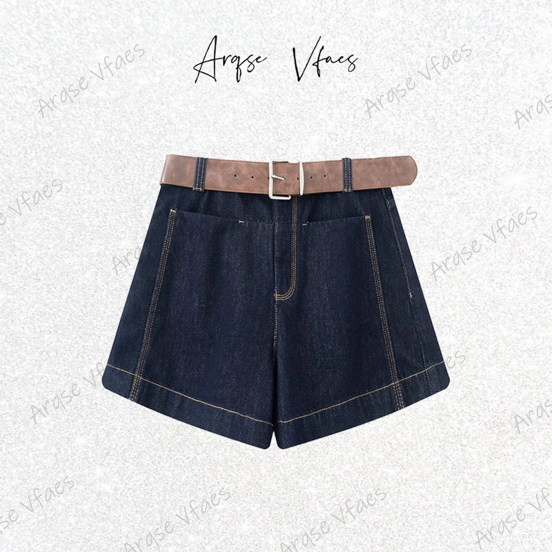 艾家同款2025夏季时尚百搭显瘦纯棉牛仔短裤直筒裤女50523224