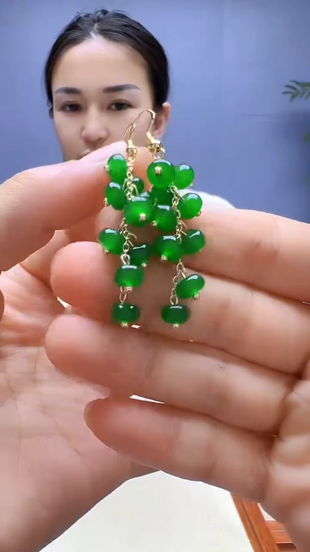 翡翠14K金镶嵌颈饰丹丹diy颈饰耳钩