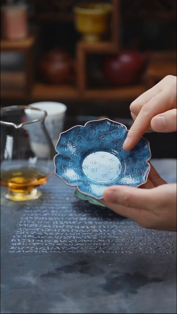莲花杯垫   孔雀蓝