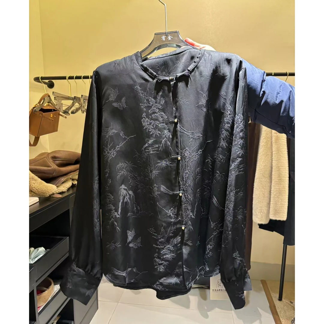 宥金新中式黑色衬衣