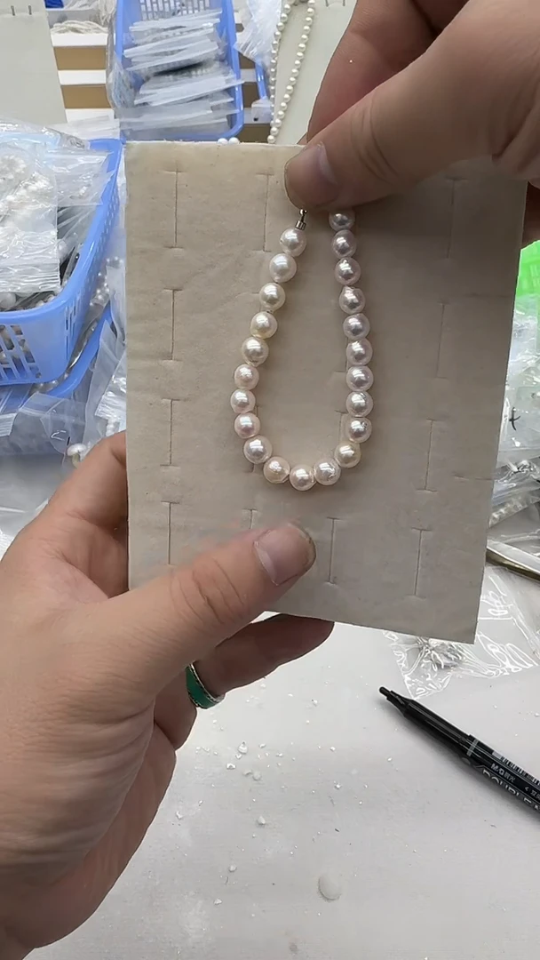 银S925镶嵌手链海水珍珠7-8mm 爱心尾链-孤品