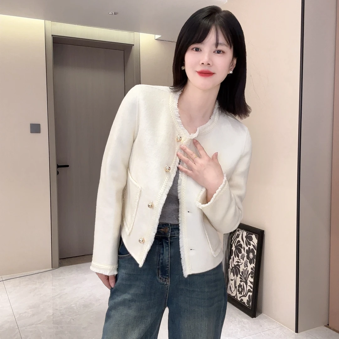 【糖果家】秋冬新款洋气轻奢百搭双面羊毛小香风外套