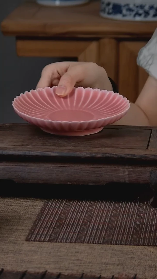 折葵非器手工手绘莲瓣芭比粉壶承